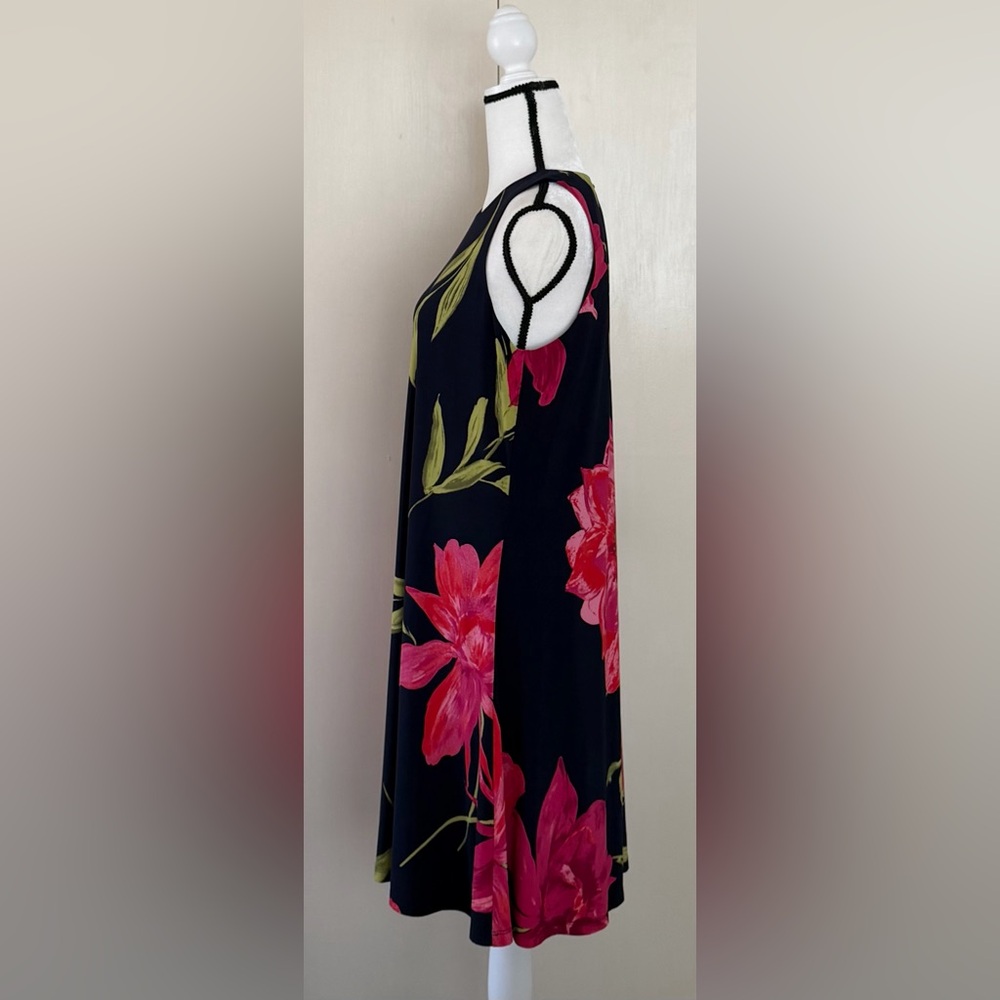 Anne Klein Navy Pink Floral Sleeveless Dress Size 10 Like New - Picture 5 of 6
